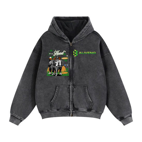 Zip-Through Boxy Fleece Hoodie