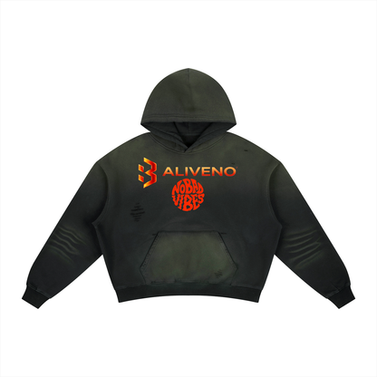 Baliveno Frayed Sunfade Boxy Fleece Hoodie