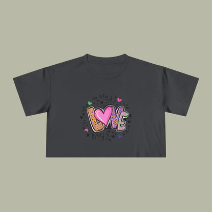 LOVE Heart Graffiti Crop Tee — Cute Love Graphic Top