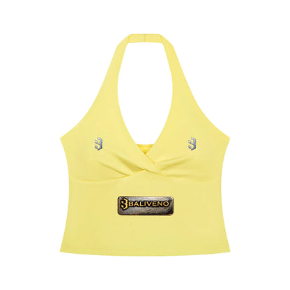 Baliveno Women’s Ruched Halter Yoga Tank Top