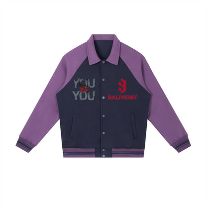 Contrast Raglan Sleeve Baseball Jacket