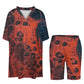 V-neck bat sleeve two piece set