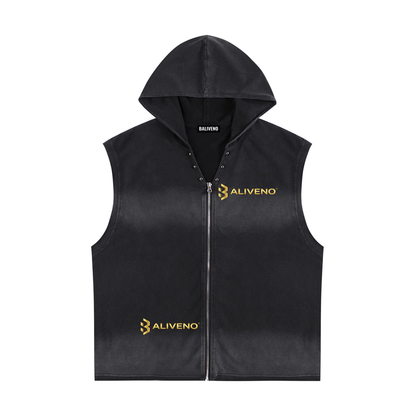 Vintage Washed Zip-Up Hooded Tank Top