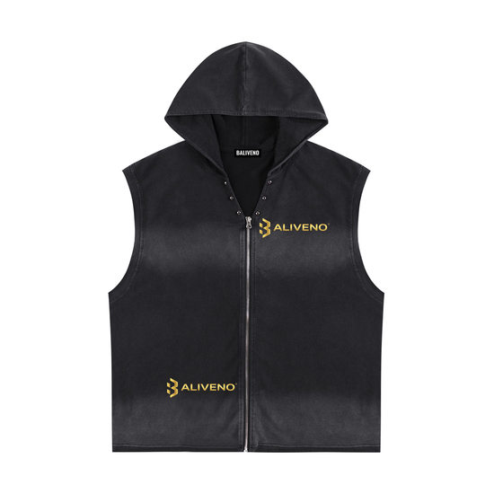 Vintage Washed Zip-Up Hooded Tank Top