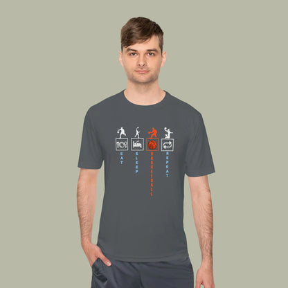 Eat Sleep Basketball Repeat Crew Graphic Tee — Rhythm, Steps & Movement by BALIVENO