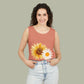 Sunflower "Be Happy" Tank Top — Floral Summer Casual Tank Top