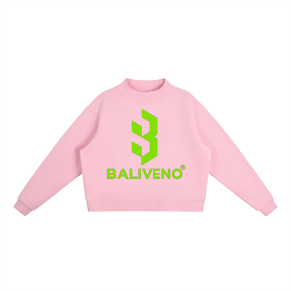 Baliveno Essential Fleece Mock Neck Crew Sweatshirt For Women