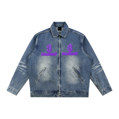 BALIVENO Vintage-Wash Zip-Up Denim Jacket — Studio 01
