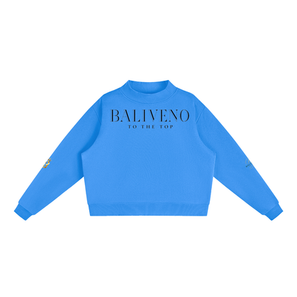 Baliveno Minimalist Essential Fleece Mock-Neck Crew Sweatshirt