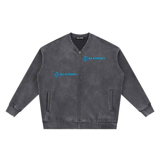 Vintage Washed Fleece Baseball Jacket