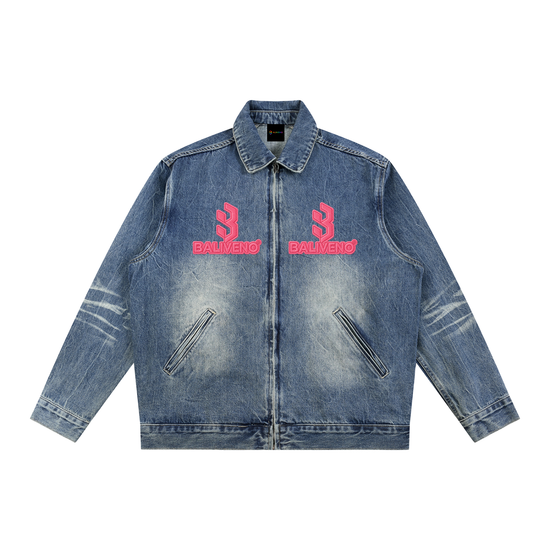 BALIVENO Vintage-Wash Zip-Up Denim Jacket — Studio 03