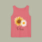 Sunflower "Be Happy" Tank Top — Floral Summer Casual Tank Top
