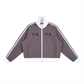 Contrast Side Stripe Fleece Cropped Track Jacket
