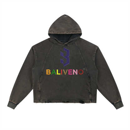 Vintage Washed Frayed-Hem Hoodie