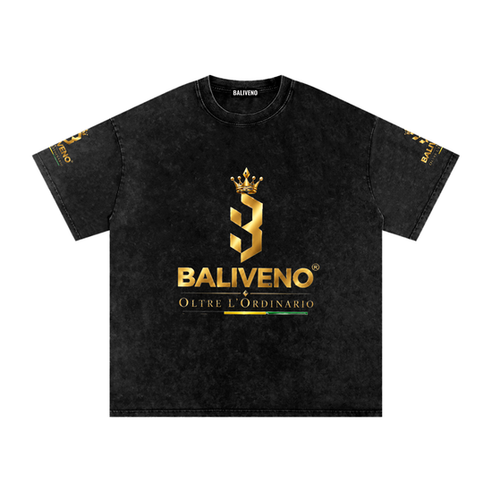 Baliveno Black Unisex Acid Wash Oversize T-Shirt - 250 GSM