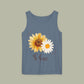 Sunflower "Be Happy" Tank Top — Floral Summer Casual Tank Top