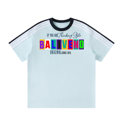 Baliveno Unisex Colorblock Striped T Shirt Cotton Blend