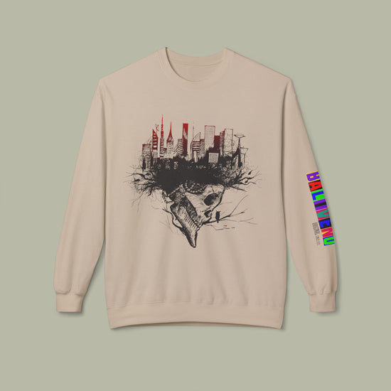 Baliveno Cityscape Crewneck Sweatshirt — Urban Gothic Graphic Pullover