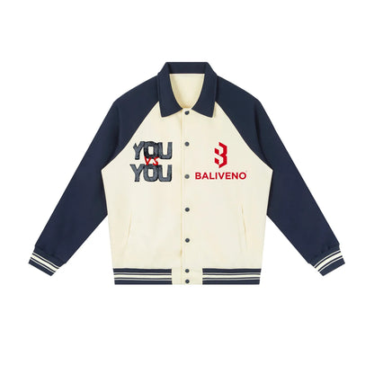 Contrast Raglan Sleeve Baseball Jacket