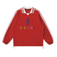 Contrast Striped Lapel Collar Sweatshirt