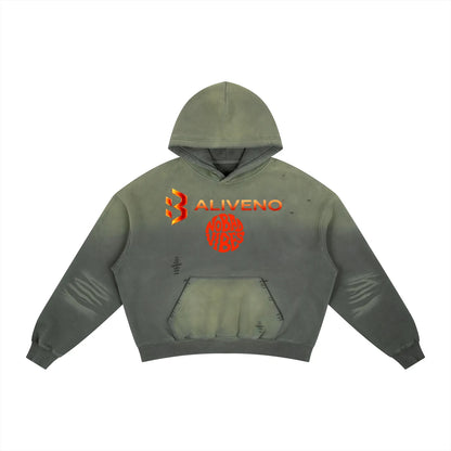 Baliveno Frayed Sunfade Boxy Fleece Hoodie
