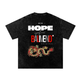 Baliveno Black Unisex acid wash oversized t-shirt with dragon graphic and motivational text.