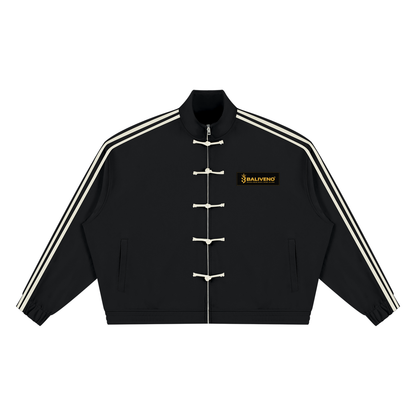 Baliveno Minimalist Boxy Stand Collar Full Zip Jacket