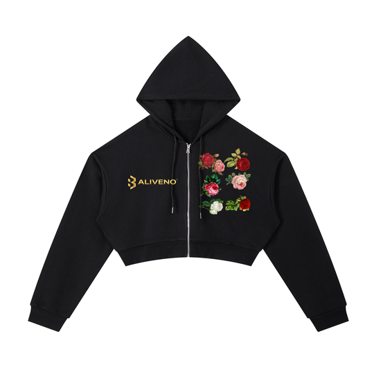 Essential Cropped Zip-Up Hoodie