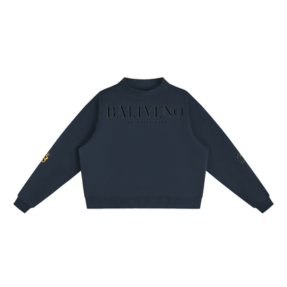 BALIVENO Minimalist Essential Fleece Mock-Neck Crew Sweatshirt — Studio 02