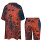 V-neck bat sleeve two piece set