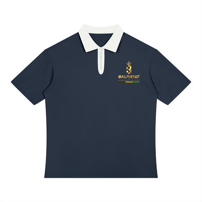 Unisex Color Block Quarter-Zip Polo Shirt