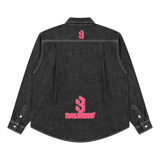 Baliveno Pink Unisex Vintage Wash Denim Shirt
