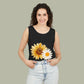 Sunflower "Be Happy" Tank Top — Floral Summer Casual Tank Top