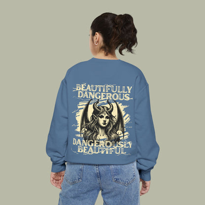 Beautifully Dangerous Graphic Sweatshirt - "BALI VENO" Front & Beautifully Dangerous Back Crewneck