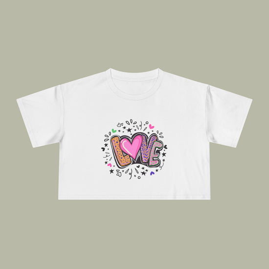 LOVE Heart Graffiti Crop Tee — Cute Love Graphic Top