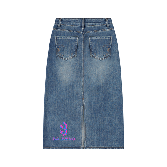 Baliveno Pink Women’s Vintage Wash Denim Skirt