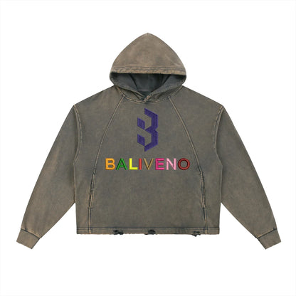 Vintage Washed Frayed-Hem Hoodie