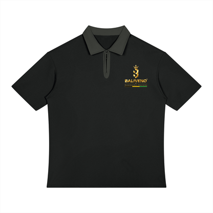 Unisex Color Block Quarter-Zip Polo Shirt