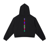 Contrast Side Stripe Cropped Hoodie featuring a colorful vertical design on the back and a stylish cropped cut.