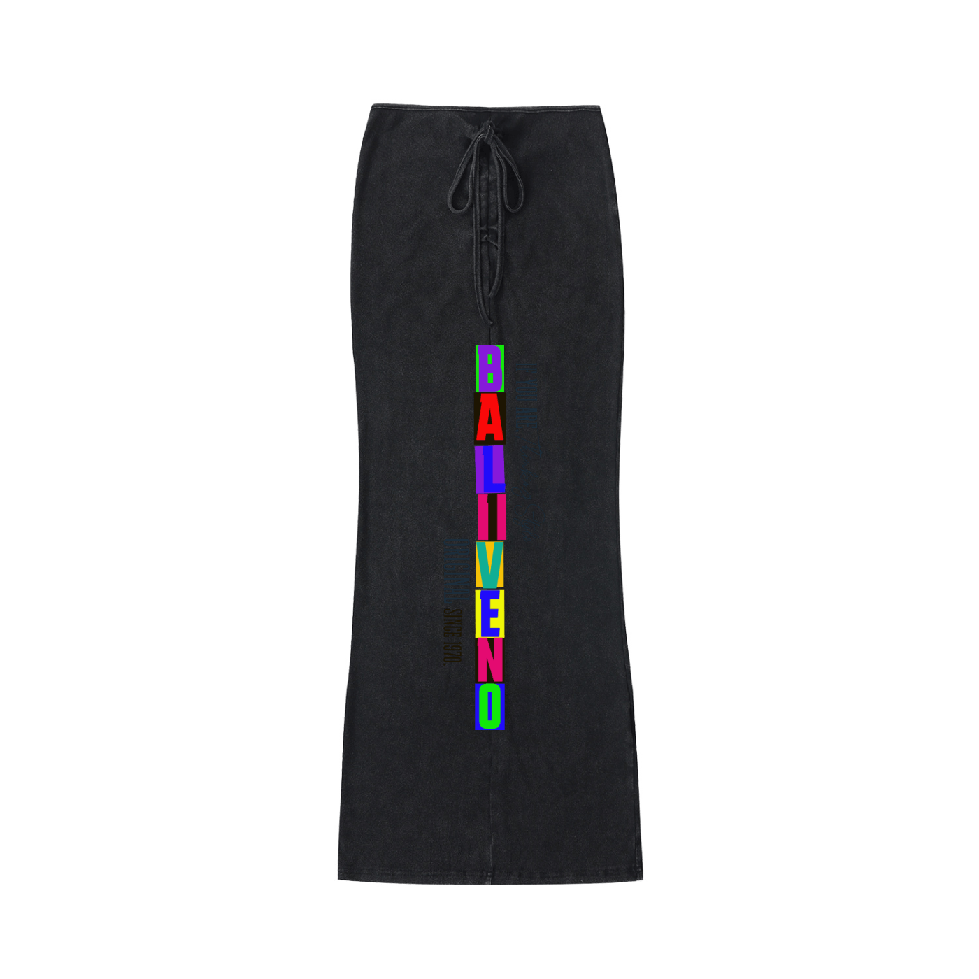 Dyed Washed Drawstring Maxi Skirt featuring colorful &