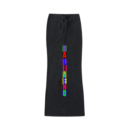 Dyed Washed Drawstring Maxi Skirt featuring colorful &