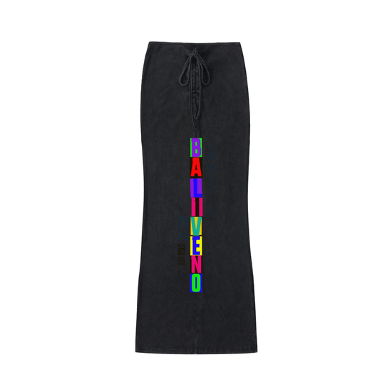 Dyed Washed Drawstring Maxi Skirt featuring colorful &