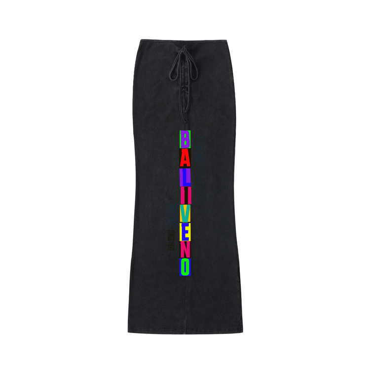 Dyed Washed Drawstring Maxi Skirt featuring colorful &