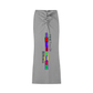 Dyed Washed Drawstring Maxi Skirt featuring a ruched design and colorful text on a gray fabric.