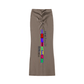 Dyed Washed Drawstring Maxi Skirt featuring a ruched design and bold typography, perfect for casual and party wear.