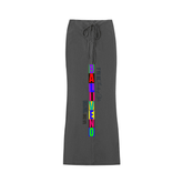 Dyed Washed Drawstring Maxi Skirt featuring colorful lettering, perfect for casual and elegant outfits.