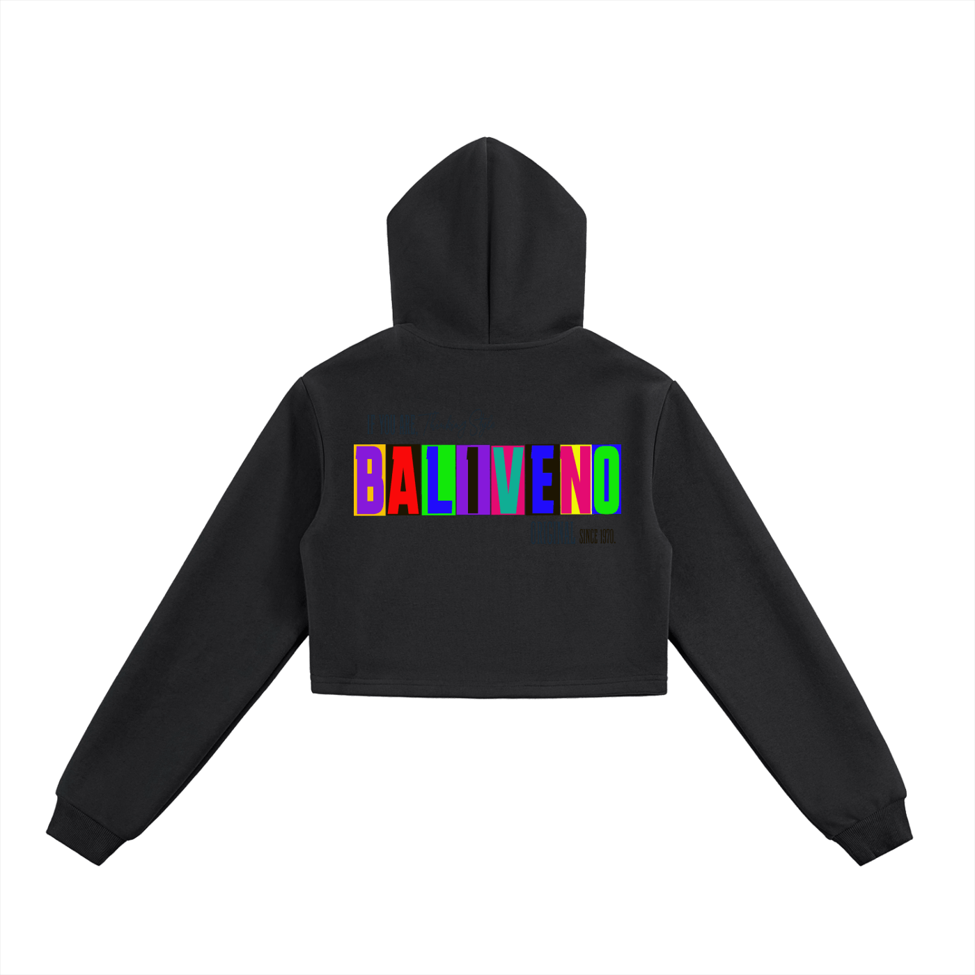 Essential Cropped Zip-Up Hoodie in black with colorful &