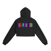 Essential Cropped Zip-Up Hoodie in black with colorful &