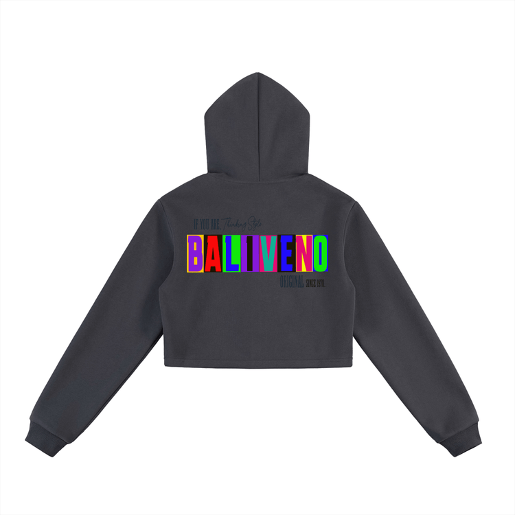 Essential Cropped Zip-Up Hoodie in dark grey with vibrant &