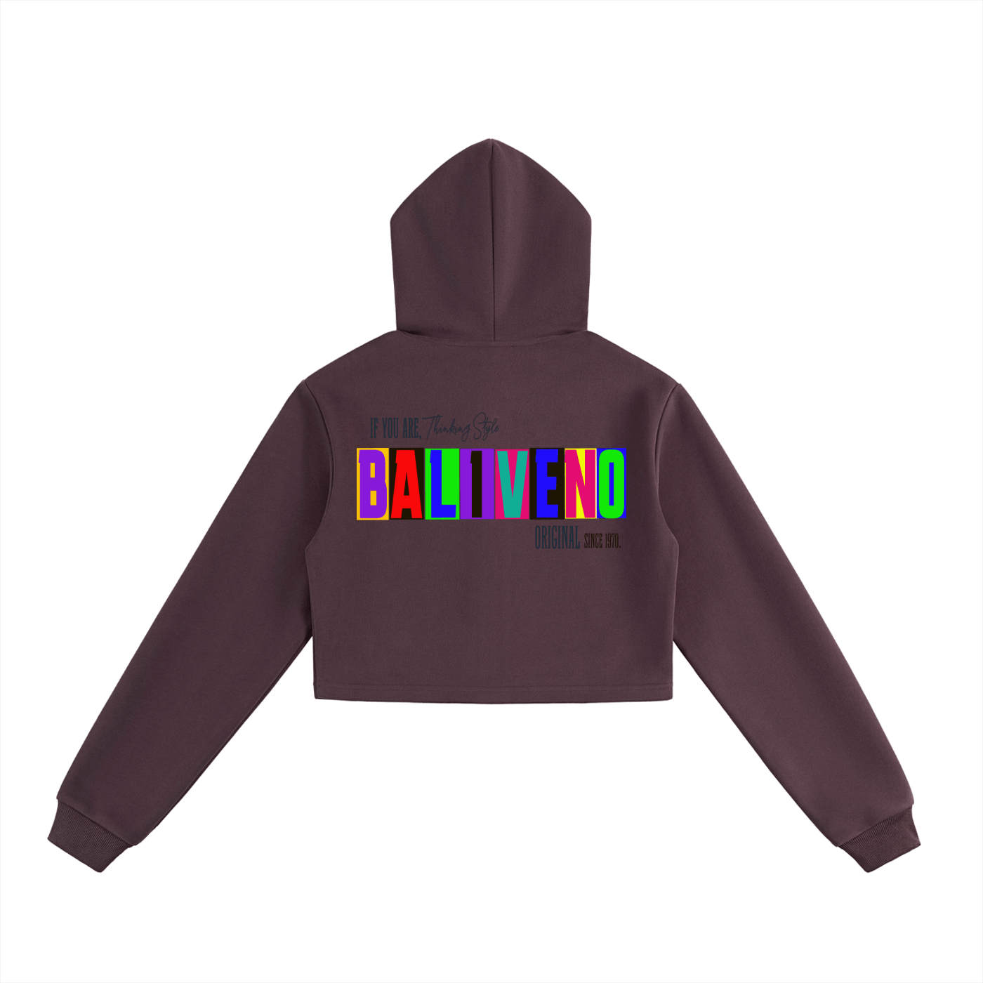 Essential Cropped Zip-Up Hoodie in dark color featuring colorful &
